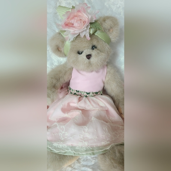 The Bearington Collection Teddy Bear -Super Cute 14" Floral Bear Dressed in Pink - Picture 11 of 12